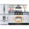 Image de CostwayCuisine Enfants avec Réfrigérateur & 12 Accessoires Jeu de Cuisine avec Machine à Glaçons Espace de Stockage Lumière & Son pour 3 Ans+