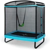 Image de Costway2 en 1 Trampoline Enfants (190x122cm) avec Balançoire Amovible Trampoline de Jardin avec Filet de Sécurité Charge 100kg pour 3 Ans+ Noir Bleu