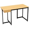 Image de CostwayBureau d'Ordinateur 120*55cm Tiroir Cadre en Métal Repose-pieds Réglables Bureau Moderne Station de Travail pour Ordinateur Portable Naturel