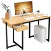 Image de Giantex Bureau d'Ordinateur Industriel, avec Tiroir, Élégant, 120 x 55 x 75 cm (Naturel)