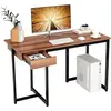 Image de Giantex Bureau d'Ordinateur Industriel, avec Tiroir, Élégant, 120 x 55 x 75 cm (Noyer)