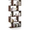Image de Giantex Bibliothèque Industrielle en Forme S, Étagère à 5 Niveaux, 70x23,5x158 cm, Marron