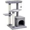 Image de CostwayArbre à Chat 85 CM avec Condo et Poteaux en Sisal Tour à Chat à 4 Niveaux avec Balle Suspendue et Perchoir Gris