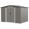 Image de CostwayAbri de Jardin Métal Extérieur 9,74m³ Acier Galvanisé avec Fondation 4 Persiennes Double Porte et Rampe 260 x 207 x 181 cm Gris Foncé