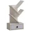 Image de Costway60 CM Bibliothèque en Forme d'Arbre 5 Niveaux avec Tiroir Mini Étagères de Rangement pour Bureau Salon et Chambre Beige