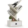 Image de Giantex Bibliothèque à 5 Niveaux en Forme d’Arbre avec Tiroir pour CD et Livres, Beige