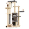 Image de CostwayArbre à Chat 173CM 3 Condos 2 Perchoirs Hamac Tour à chat Griffoir Poteaux sisal boule à ressort Gris