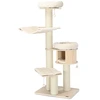 Image de CostwayArbre à Chat en Bois Massif de 174 CM Tour à Chat à 4 Niveaux avec Poteaux de Grattage en Sisal Condo Perchoir en Peluche Hamac Support d'Escalade