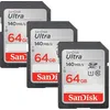 Image de 3PCS SanDisk Ultra SDXC UHS-I U1 64 Go 140 Mo/s Full HD vidéo Carte SDXC appareil photo caméra