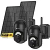 Image de Ctronics Lot de 2 Caméra Surveillance Extérieur Solaire 360°PTZ Caméra 2K Vision Nocturne PIR Détection 30M