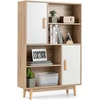 Image de CostwayBibliothèque à 4 Niveaux 80 x 24 x 119,5 CM Meuble de Rangement avec portes Étagères et Dispositif Anti-basculement Blanc