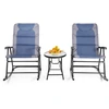 Image de CostwaySalon de Jardin 2 Personnes Ensemble de Jardin 3 PCS avec 2 Chaises Rembourrés à Bascule et Table en Verre Pliables Bleu