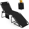 Image de CostwayChaise Longue Pliante avec Appuie-tête Amovible Dossier Réglable à 4 Positions Acier Antirouille pour Camping Terrasse