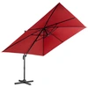 Image de CostwayParasol Déporté Inclinable 3x3M avec Base Croisée Rotation à 360° Manivelle 8 Baleines Event pour Jardin Terrasse Vin-Rouge