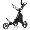 Image de CostwayChariot de Golf Pliable à 3 Roues Sangle Elastique Porte-parasol Réglable et Porte-gobelet Sac Recouvert d'Aluminium Gris
