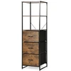 Image de CostwayBibliothèque -3 Etagères et 3 Tiroirs Étagère de Rangement de Style Industriel 43 x 39 x 156 cm (L x l x H) de Couleur Marron Rustique