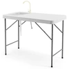 Image de CostwayTable de Pêche avec Éviers Table Pliante Portable pour Nettoyage de Poisson Acier &HDPE pour Jardin Camping Pique-Nique