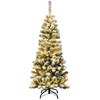 Image de CostwayArbre de Noël Artificiel Longiligne 135 CM ASpin Enneigé à Charnières Arbre de Noël Allongé 242 Branches pour la Décoration de la Maison
