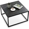 Image de Table Basse GIANTEX Carrée Moderne, Meubles de Salon d'Appoint avec Dessus de Table en Faux Marbre et Structure en Acier, Table de Chevet Basse, Noir
