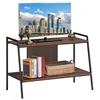 Image de Giantex Table Console, Console Meubles 89 x 43 x 60 CM, Meuble TV, Meuble Multimédia en Bois à 2 Niveaux, pour Téléviseurs Jusqu'à 81,2 CM, Noyer