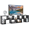 Image de CostwayMeuble TV 3 Pièces 134-180x30x43cm Combination Libre pour Télévision Jusqu'à 49 Pouces pour Salon Chambre Bureau en MDF Noir