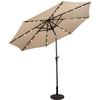 Image de CostwayParasol Inclinable Dia. 300 cm avec 24 Lumières LED Dolaire en Scier Toile Polyester pour Jardin et Terrasse Beige