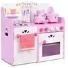 Image de cuisine giantex rose et blanc 60x30x63cm, en bois jeu de rôle éducatif pour garçon, fille