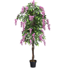 Image de CostwayPlante artificielle de 180cm en pot avec fausses fleurs Wisteria Faux arbre avec pot de 17 cm de diamètre Rose
