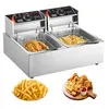 Image de VEVOR Friteuse Électrique Commerciale 5000 W 2 Cuves Inox 24L Avec Double Panier Amovible