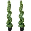 Image de Buis Artificiel VEVOR 122cm Spirale Matériau PE 10 Feuilles Remplaçables Avec Pot