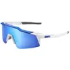Image de 100%, Unisexe, Lunettes de sport, Speedcraft SL (Blanc mat, Bleu Métallique, Miroir multicouche bleu HiPer), Bleu, Blanc