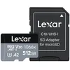 Image de Carte MicroSDXC 512 Go 1066x UHS-I 160 Mo/s Professional Lexar Noir