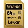 Image de Lexar SDXC Pro Gold Series ARMOR UHS-II 64GB V60 IP68 Stainless Steel R280/W210MB/s (64 Go, SDXC, U3, UHS-II), Carte mémoire, Or, Noir