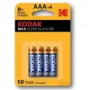 Image de Kodak Max Super Pile Alcaline AAA Lr03 Blister * 4 (4 pcs, AAA, 1150 mAh), Batteries + piles