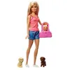 Image de Barbie - Famille coffret le Bain des Chiots, poupée blonde et 3 figurines de chiots, avec baignoire et accessoires, jouet po 1065