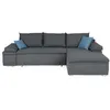 Image de CELINA Canapé d'angle réversible convertible 3 places + Coffre de rangement - Tissu gris - L 274 x P 184 cm