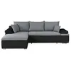 Image de Canapé d'angle réversible convertible 3 places + Coffre - Simili noir et tissu gris - L 274 x P 184 cm - CELINA - Fabriqué en Ukraine
