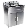 Image de Friteuse haute acier inox 2 bac 16 litres cuve amovible avec minuterie professionnelle