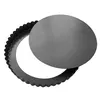Image de Moule à tarte 28 cm en acier antiadhésif avec fond démontable - De Buyer - Gris - Acier