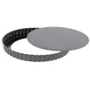 Image de Moule à tarte 32 cm en acier antiadhésif avec fond démontable - De Buyer - Gris - Acier