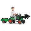 Image de FALK - Tracteur a pedales Supercharger vert avec pelle avant, capot ouvrant et remorque inclus