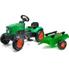 Image de Falk - Tracteur à pédales enfant avec capot ouvrant et remorque Supercharger vert