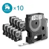 Image de DYMO LabelManager Pack de 10 cassettes ruban D1, haute résistance, Noir/Blanc, 9mm x 7m