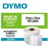 Image de DYMO - Polypropylène (PP) - adhésif fort - noir sur blanc - 32 x 57 mm 800 étiquette(s) (1 rouleau(x) x 800 étiquettes - pour DYMO LabelWriter 310, 315, 320, 330, 400, 450, 4XL, SE450, Wireless