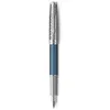 Image de PARKER Sonnet Premium, Stylo plume, Métal & Laque Bleu, Plume fine 18k, encre noire, Coffret cadeau