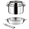 Image de Cuisinox - eclipse - lots 5 pièces - casseroles 16, 18 et 20cm, poêle 24cm inox et poignée