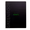 Image de Cahier A4 Clairefontaine Rhodiactive Greenbook recyclé et recyclable avec 160 pages perforées lignées et avec marge et cadre en-tête 22,5 x 29,7 cm Noir