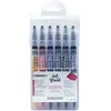 Image de 6 pinceaux encre aquarellable - Couleurs irisées - Ink brush