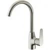 Image de Robinet mitigeur inox brosse pour evier de cuisine bec haut col de cygne