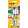 Image de Lot de 3 stylos bille - 4 couleurs - BIC - Corps brillant - Rose - Bleu - Argent